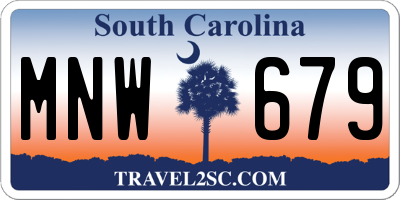 SC license plate MNW679