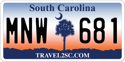 SC license plate MNW681