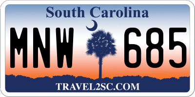SC license plate MNW685