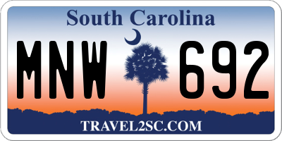 SC license plate MNW692