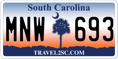 SC license plate MNW693