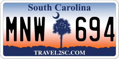 SC license plate MNW694