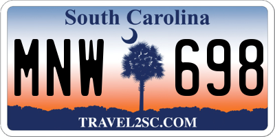 SC license plate MNW698