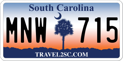 SC license plate MNW715