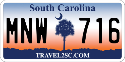 SC license plate MNW716