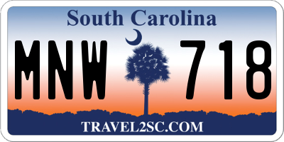 SC license plate MNW718