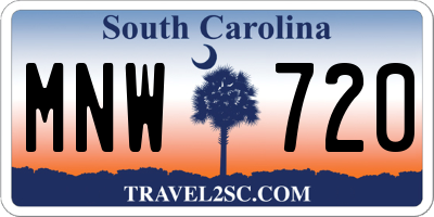 SC license plate MNW720