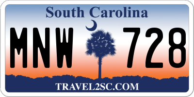 SC license plate MNW728