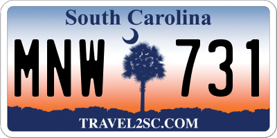 SC license plate MNW731