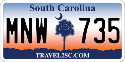 SC license plate MNW735