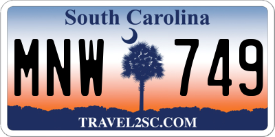 SC license plate MNW749