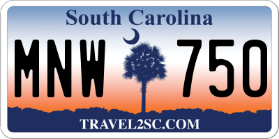 SC license plate MNW750