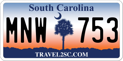 SC license plate MNW753
