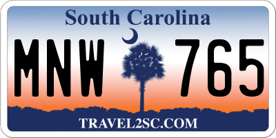 SC license plate MNW765