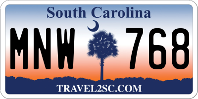 SC license plate MNW768
