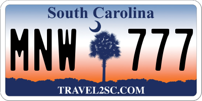 SC license plate MNW777