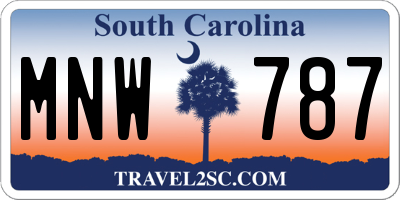 SC license plate MNW787