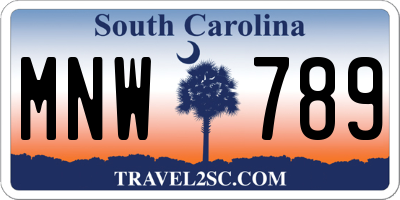 SC license plate MNW789