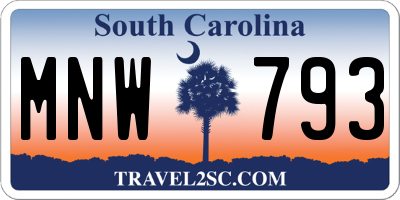 SC license plate MNW793