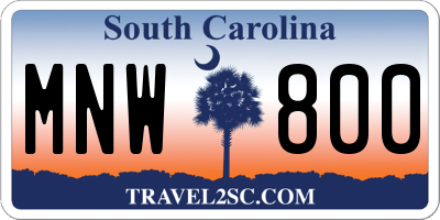 SC license plate MNW800