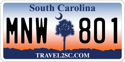 SC license plate MNW801