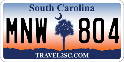SC license plate MNW804