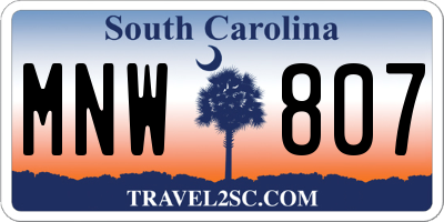 SC license plate MNW807