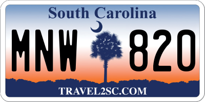 SC license plate MNW820