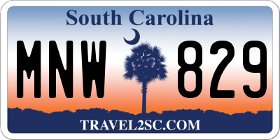 SC license plate MNW829
