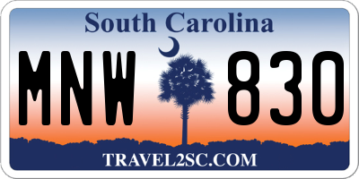 SC license plate MNW830