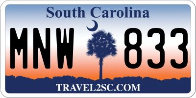 SC license plate MNW833