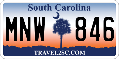 SC license plate MNW846