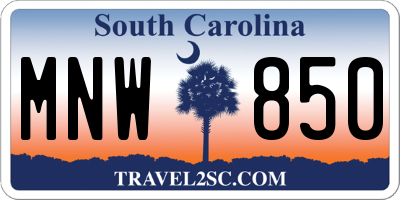 SC license plate MNW850