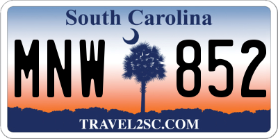 SC license plate MNW852