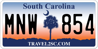 SC license plate MNW854