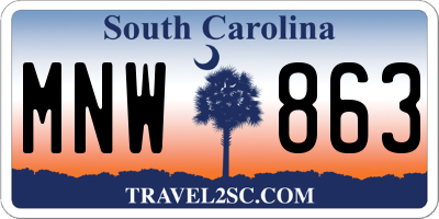 SC license plate MNW863