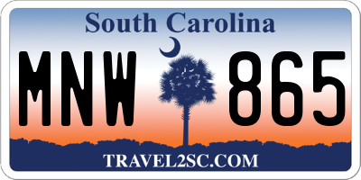 SC license plate MNW865