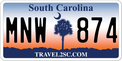 SC license plate MNW874