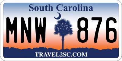 SC license plate MNW876
