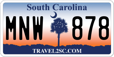 SC license plate MNW878