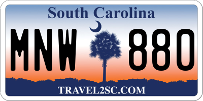 SC license plate MNW880