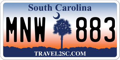 SC license plate MNW883