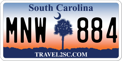 SC license plate MNW884