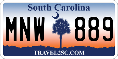 SC license plate MNW889