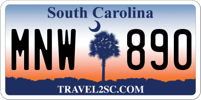 SC license plate MNW890