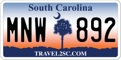 SC license plate MNW892
