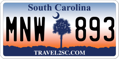 SC license plate MNW893