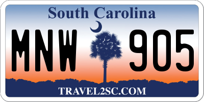SC license plate MNW905