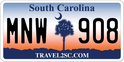 SC license plate MNW908