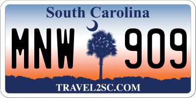 SC license plate MNW909
